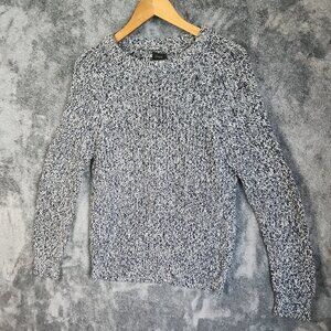 J Crew Women's Small 100% Cotton Crewneck Sweater Heavyweight Gray Blue Warm